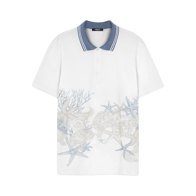 BAROCCO SEA GRAPHIC POLO SHIRT WHITE+PRINT