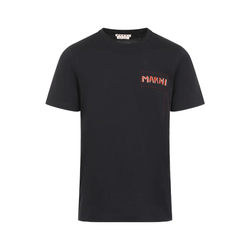 BLACK ORGANIC COTTON T-SHIRT WITH MARNI PATCH