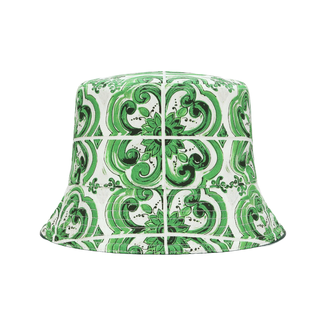 REVERSIBLE BUCKET HAT WITH MAJOLICA PRINT GREEN