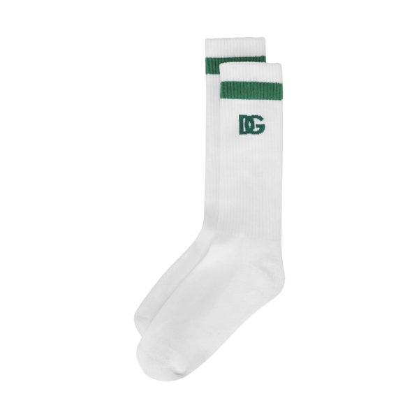 RIBBED SOCKS WITH DG LOGO WHITE/GREEN