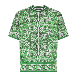 COTTON T-SHIRT WITH MAJOLICA PRINT GREEN