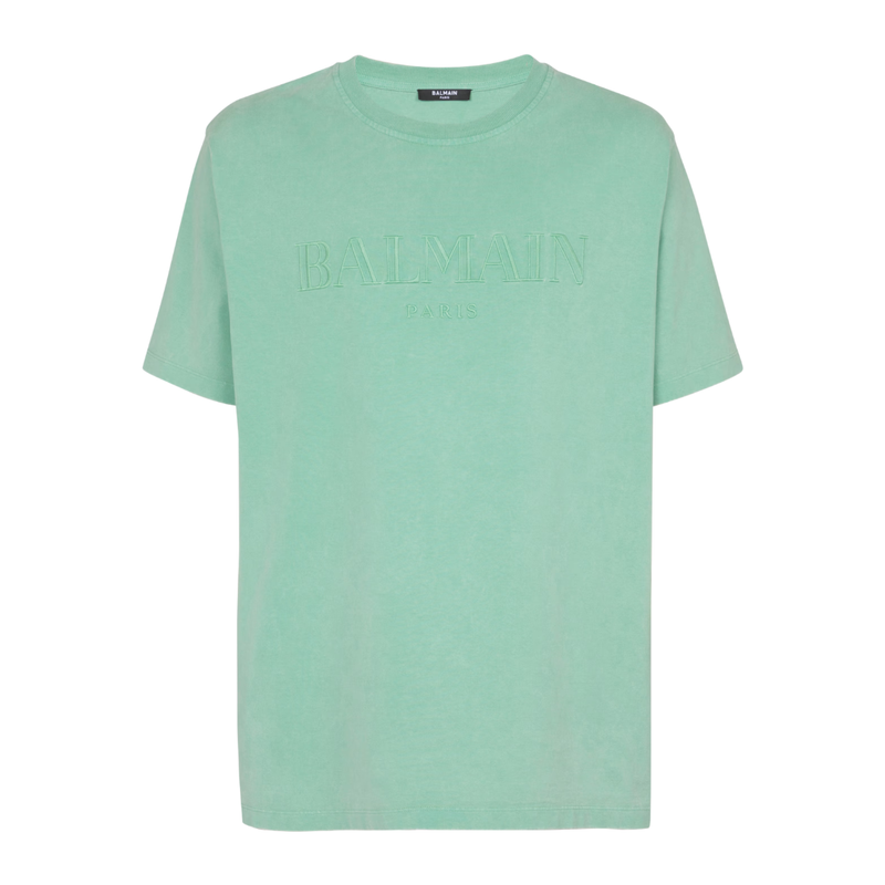 LOOSE T-SHIRT WITH VINTAGE BALMAIN EMBROIDERY GREEN