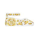 KIDS BABY LAMBSKIN BALLET FLATS WITH YELLOW MAJOLICA PRINT