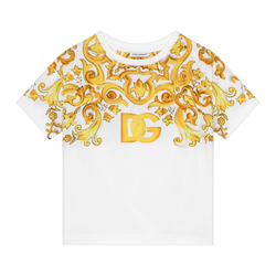 JERSEY T-SHIRT WITH YELLOW MAJOLICA PRINT AND DG LOGO