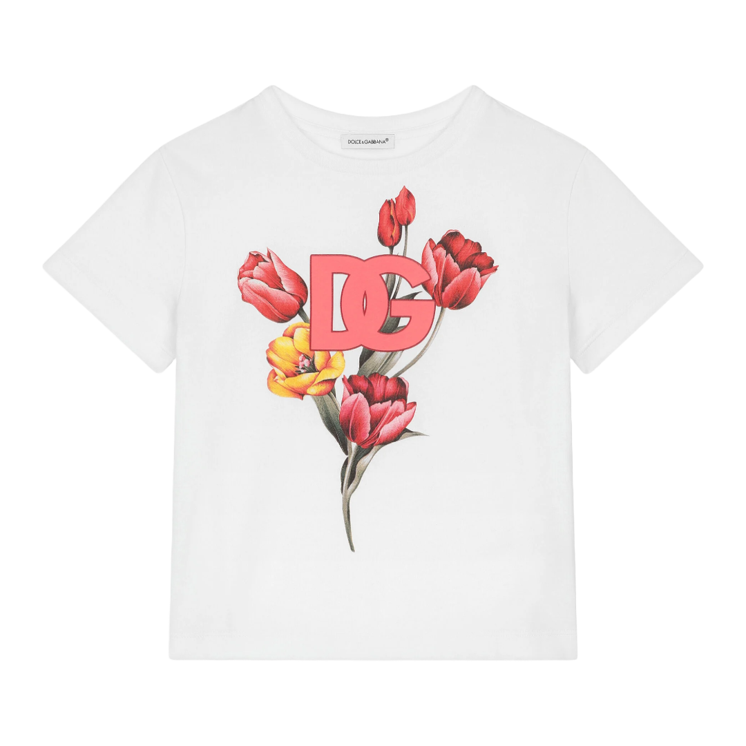 KIDS JERSEY T-SHIRT WITH TULIP PRINT MULTICOLOR