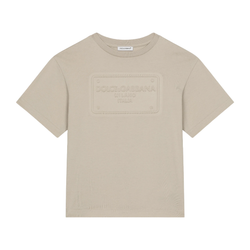 JERSEY T-SHIRT WITH LOGO TAG BEIGE