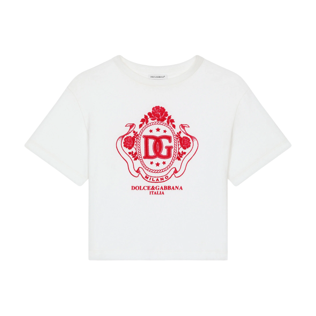 KIDS JERSEY T-SHIRT WITH DG LOGO WHITE/RED