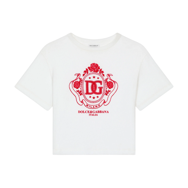 JERSEY T-SHIRT WITH DG LOGO WHITE/RED