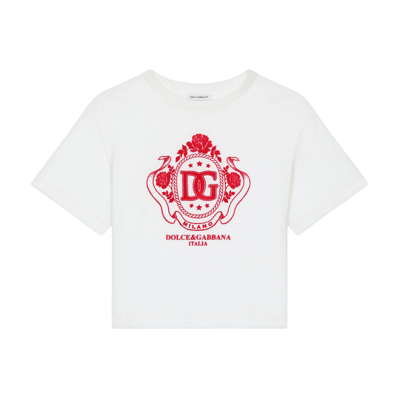 JERSEY T-SHIRT WITH DG LOGO WHITE/RED