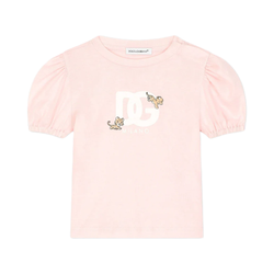 JERSEY T-SHIRT WITH DG LEOPARD LOGO PINK