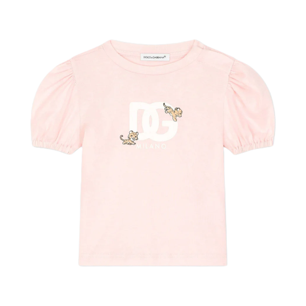 JERSEY T-SHIRT WITH DG LEOPARD LOGO PINK