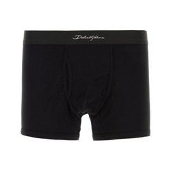 STRETCH COTTON SLIP BRANDO ITALIC LOGO BOXER BLACK/WHITE