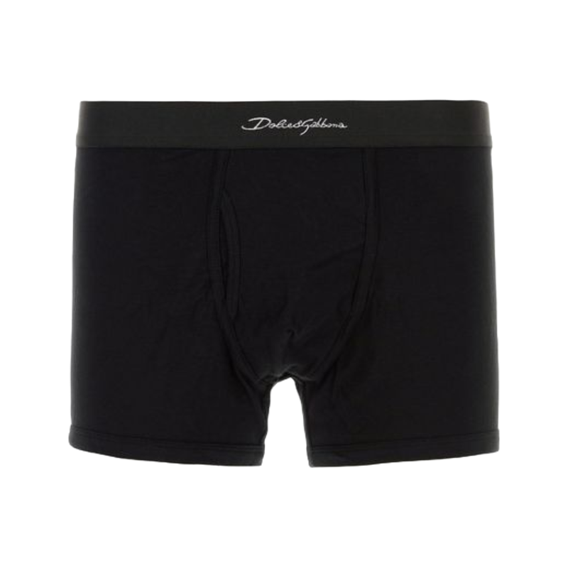 STRETCH COTTON SLIP BRANDO ITALIC LOGO BOXER BLACK/WHITE