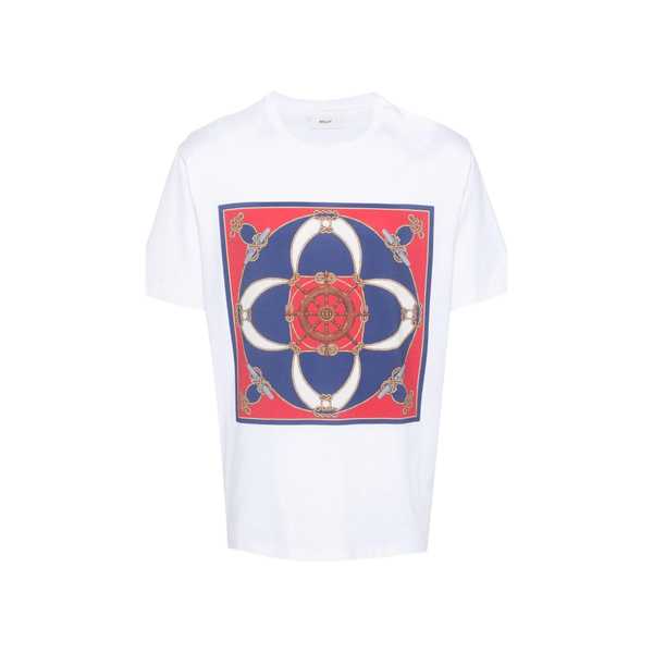 BALLY GRAPHIC PRINTED TEE IN WHITE COTTON