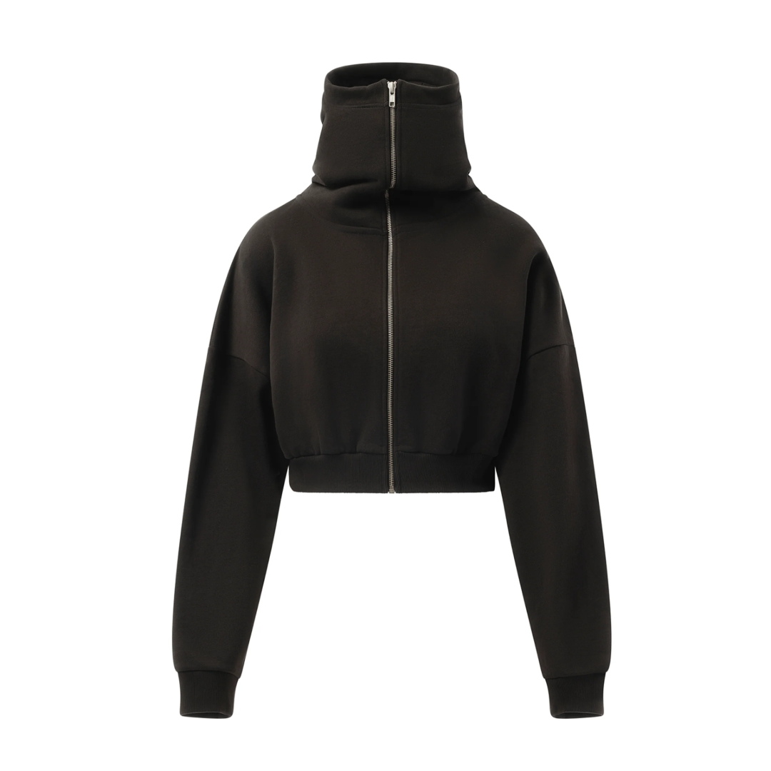 CROPPED FULL ZIP HOODIE IN SOOT