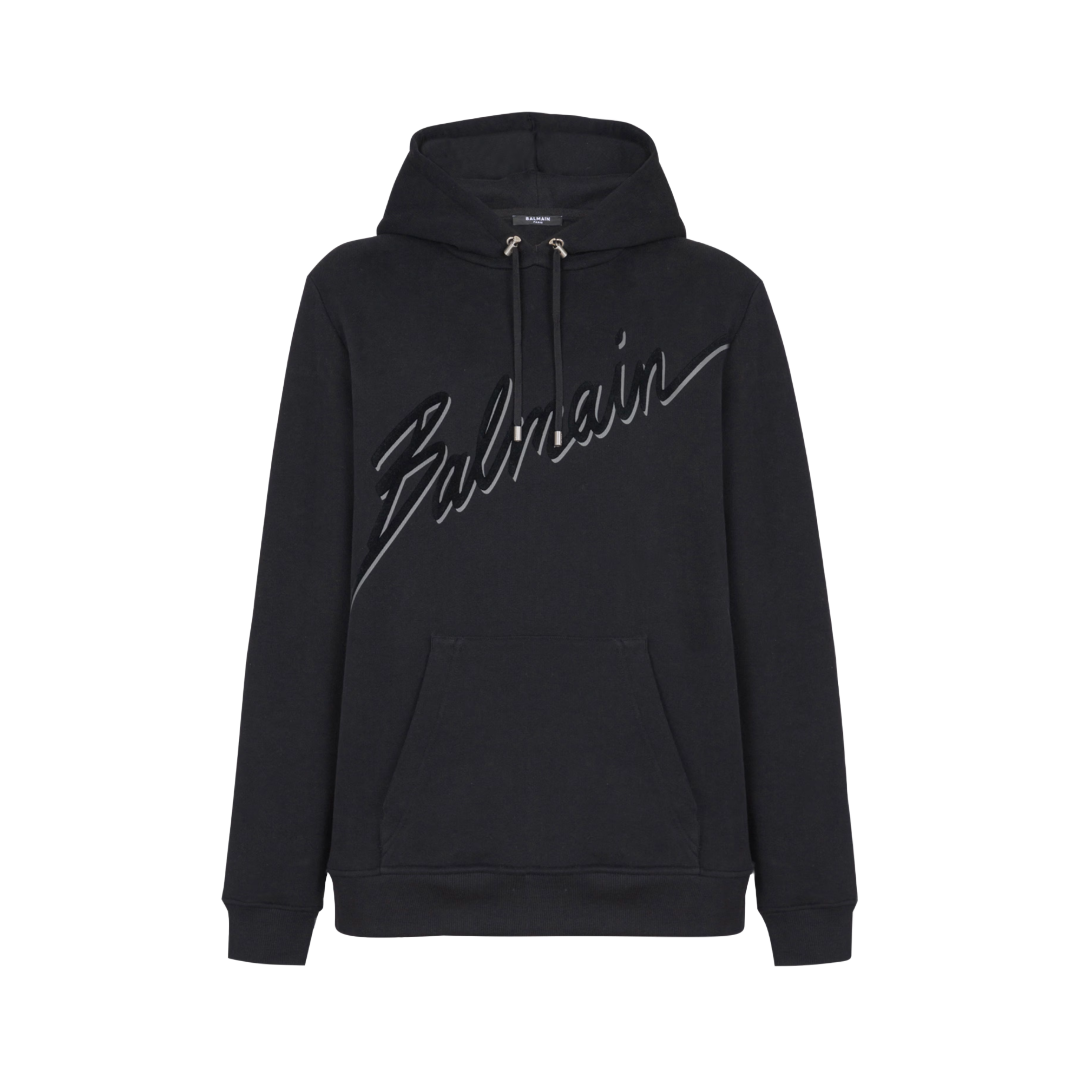 FLOCKED BALMAIN LETTER HOODIE