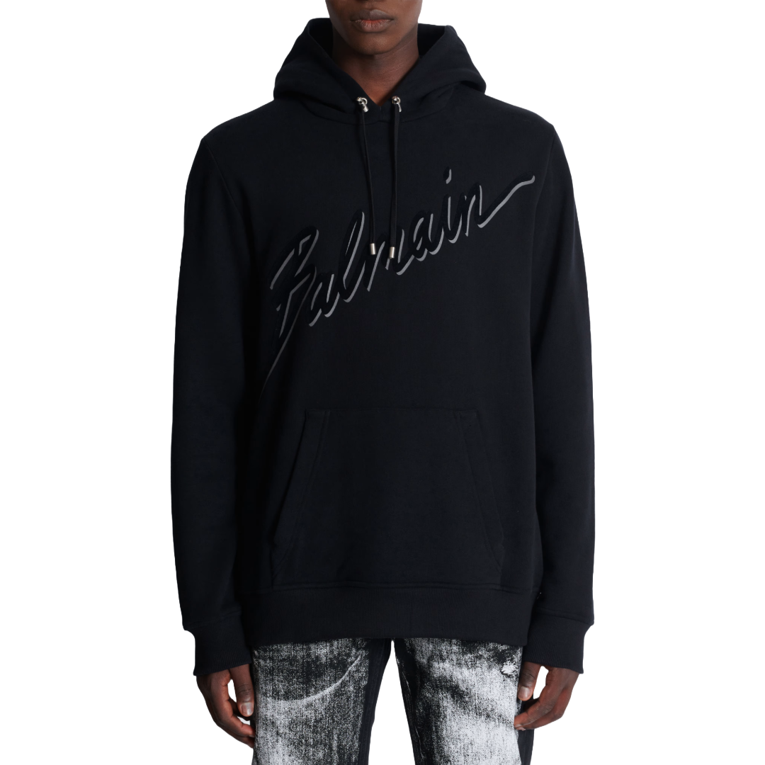 FLOCKED BALMAIN LETTER HOODIE