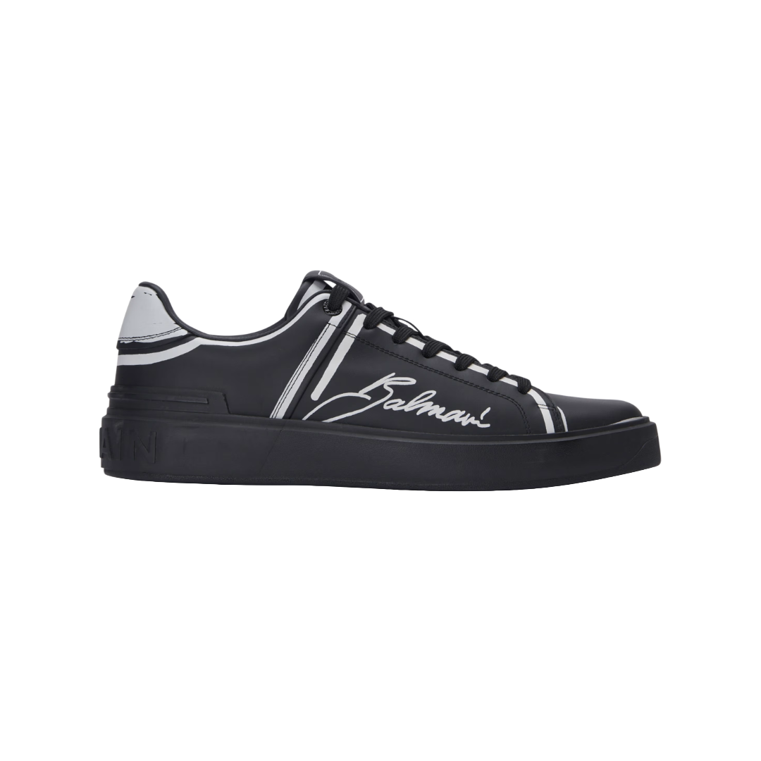 B-COURT PRINTED CALFSKIN TRAINERS