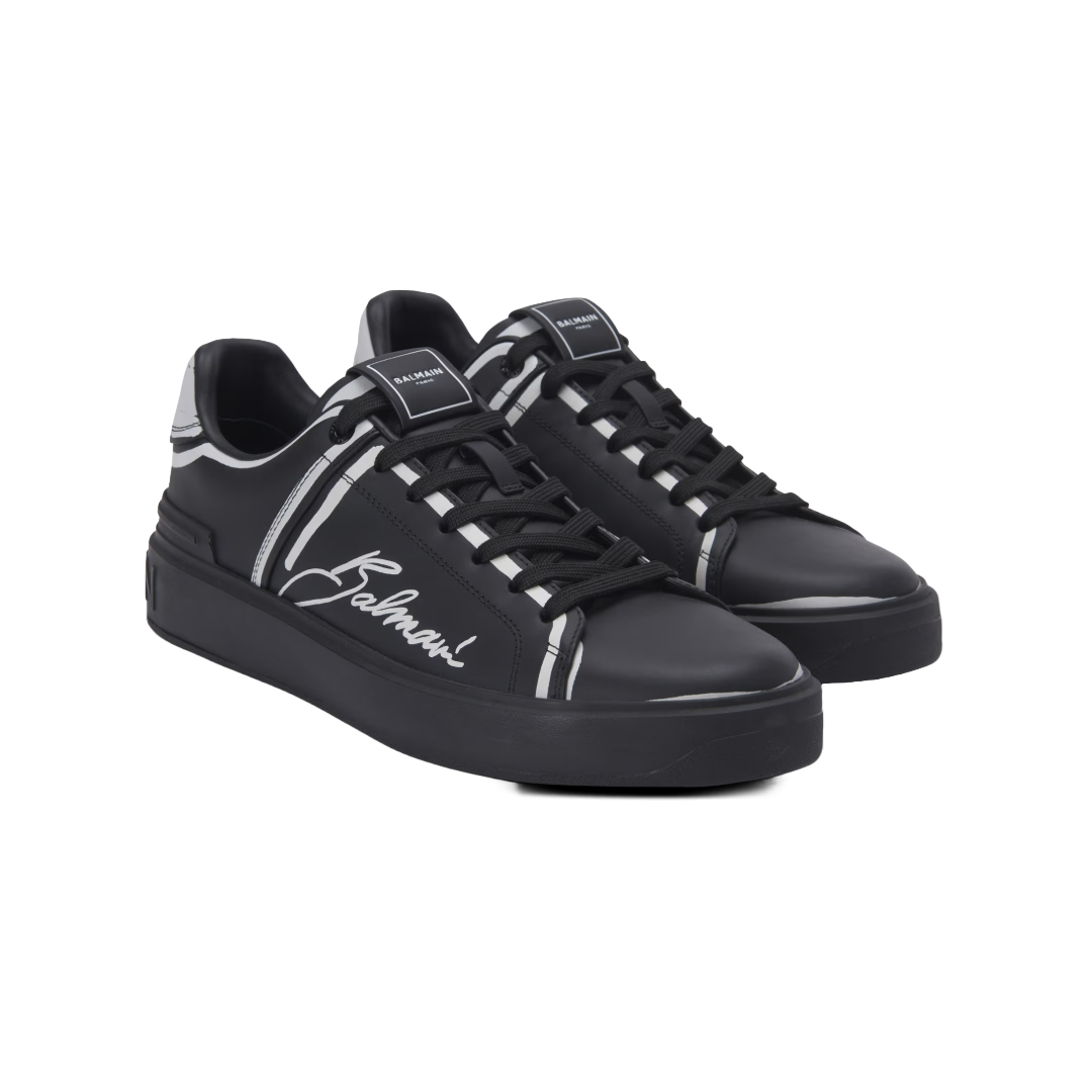 B-COURT PRINTED CALFSKIN TRAINERS