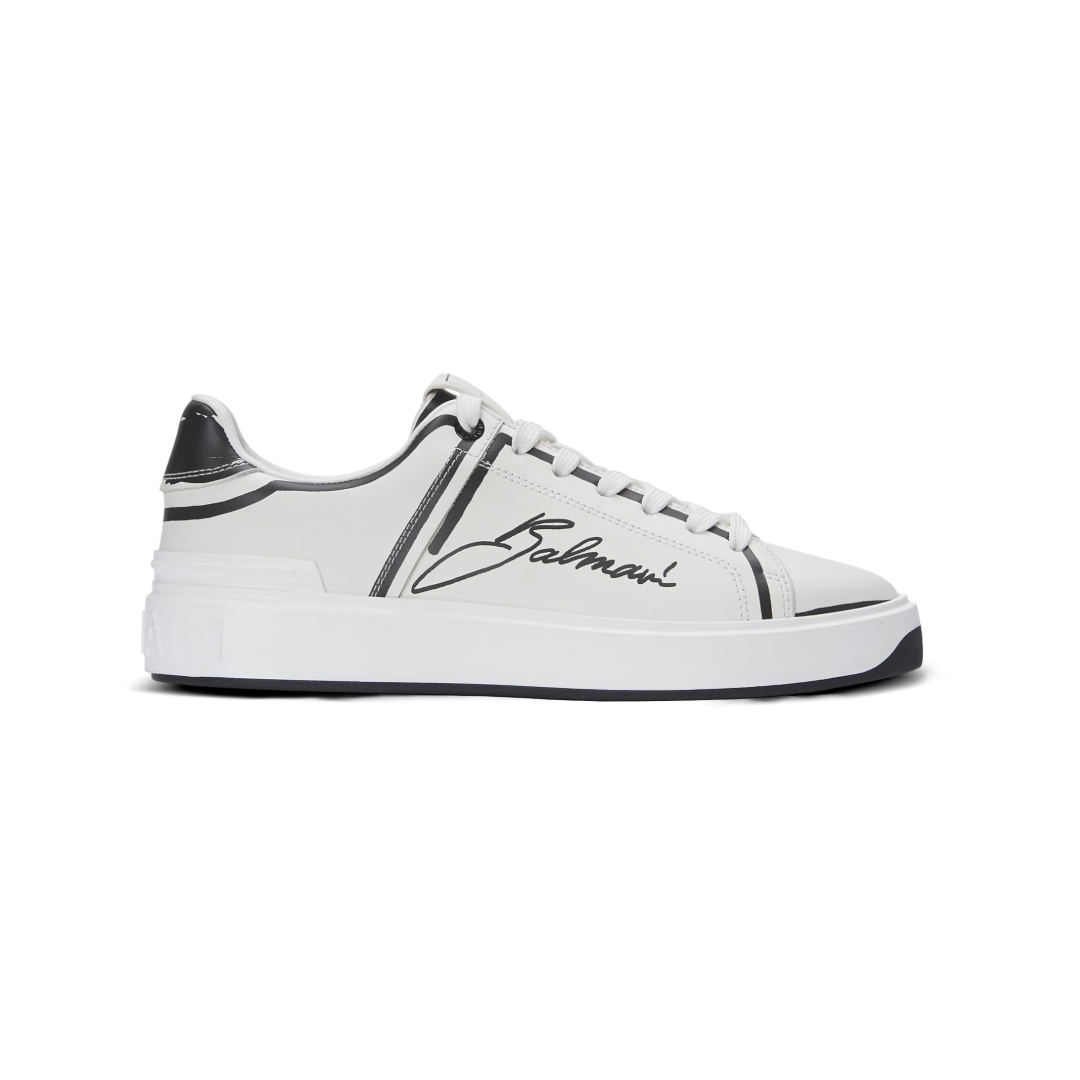 B-COURT PRINTED CALFSKIN TRAINERS WHITE