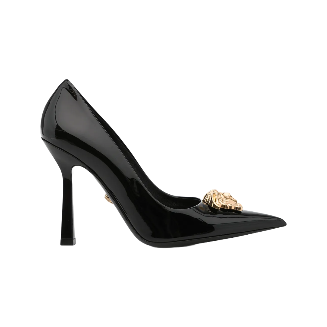 VERSACE LA MEDUSA PATENT LEATHER PUMPS