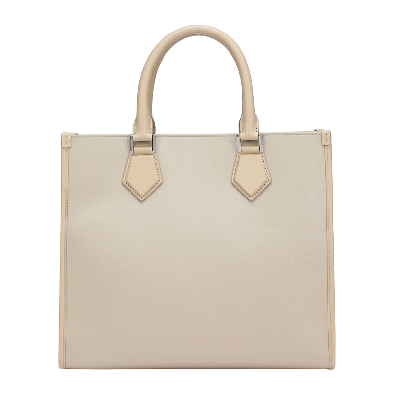 DOLCE & GABBANA SMALL TOTE BAG WITH LOGO BEIGE/WHITE