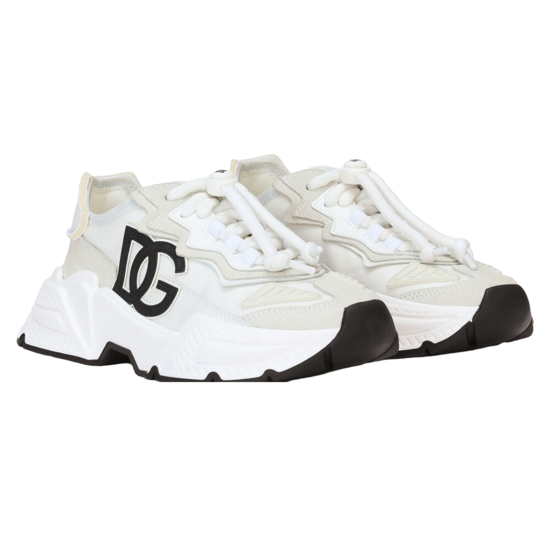 DOLCE & GABBANA KIDS DAYMASTER SNEAKER WHITE WITH BLACK LOGO