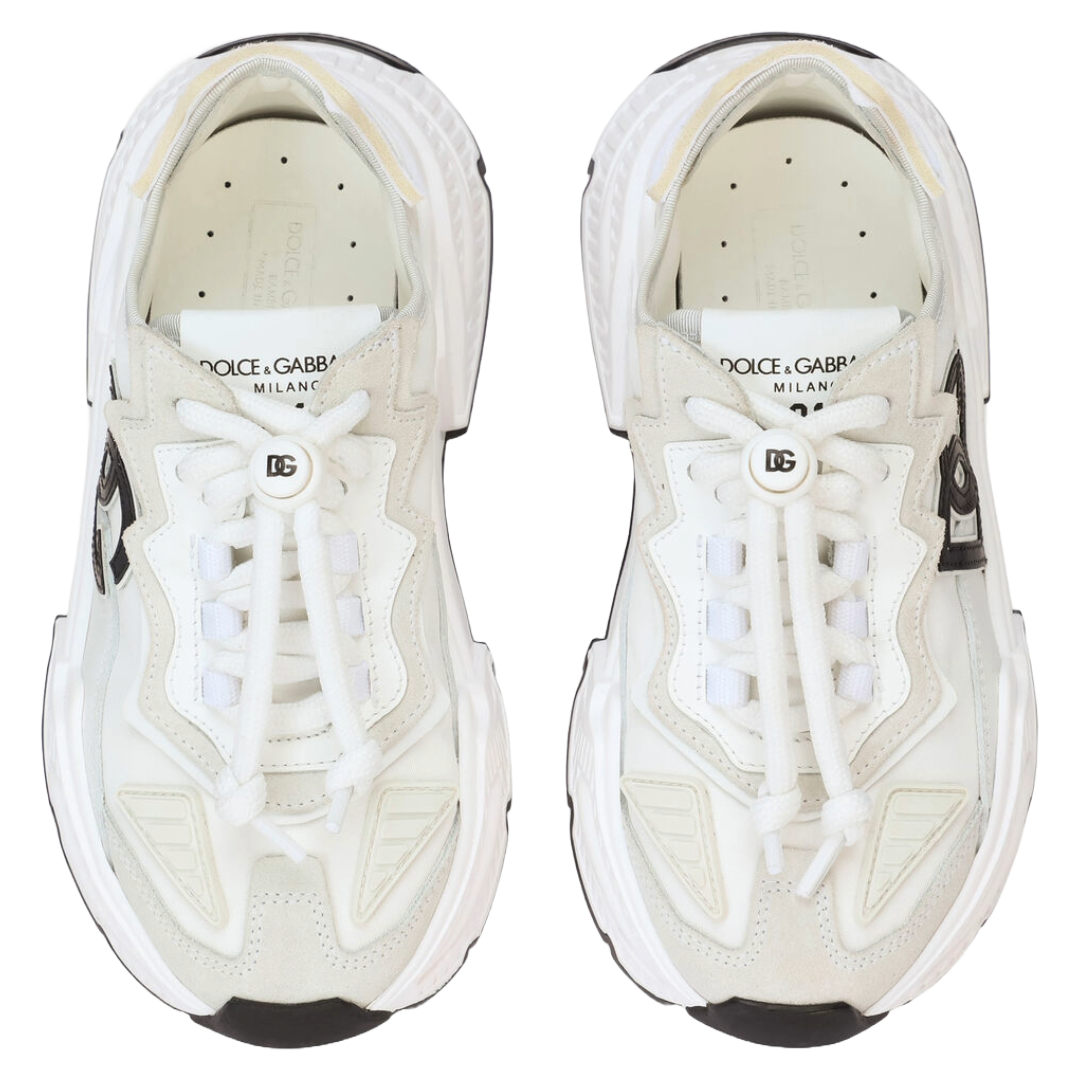 DOLCE & GABBANA KIDS DAYMASTER SNEAKER WHITE WITH BLACK LOGO