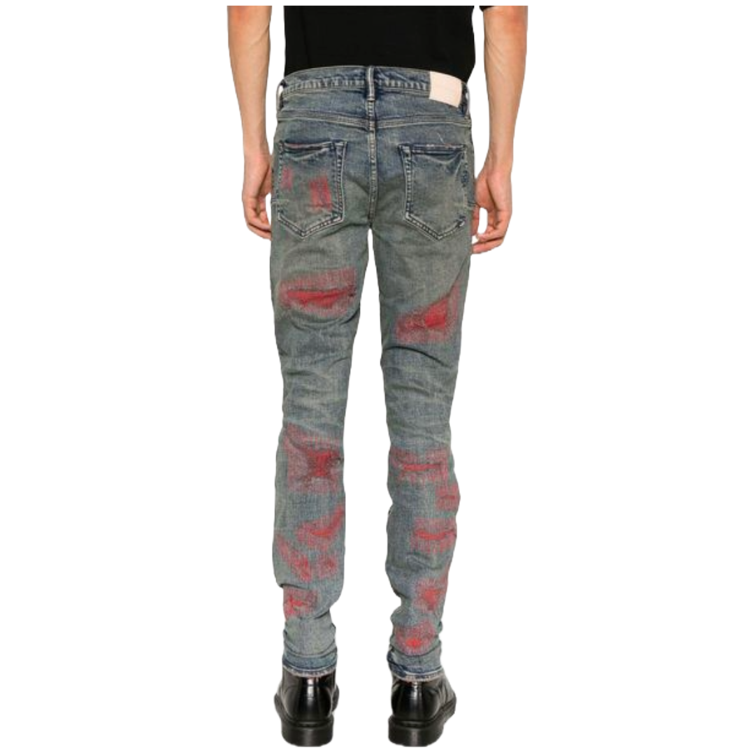 PURPLE BRAND RED WEFT BLOWOUT JEANS INDIGO/RED