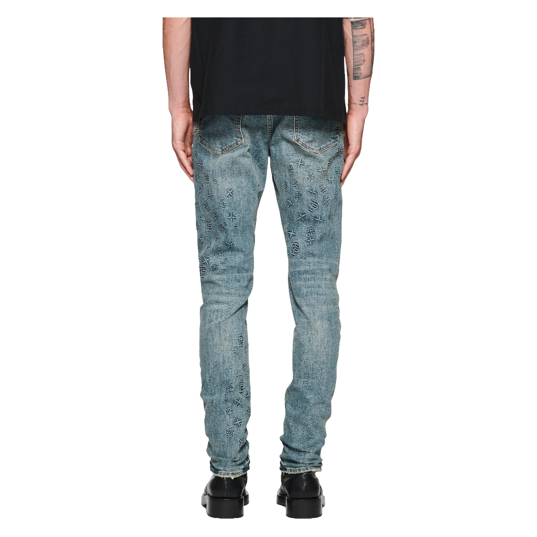 PURPLE BRAND EMBOSSED DENIM JEAN MEDIUM BLUE