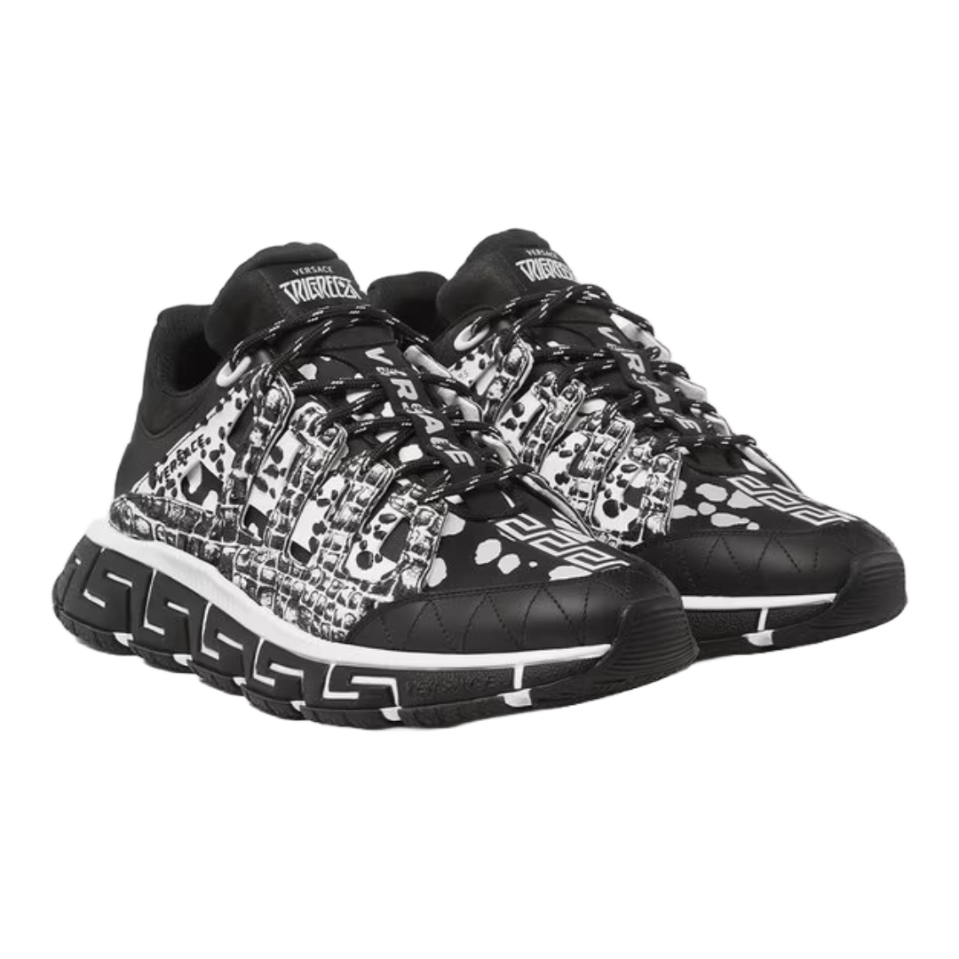 VERSACE TRIGRECA SNEAKERS PRINTED BLACK/WHITE