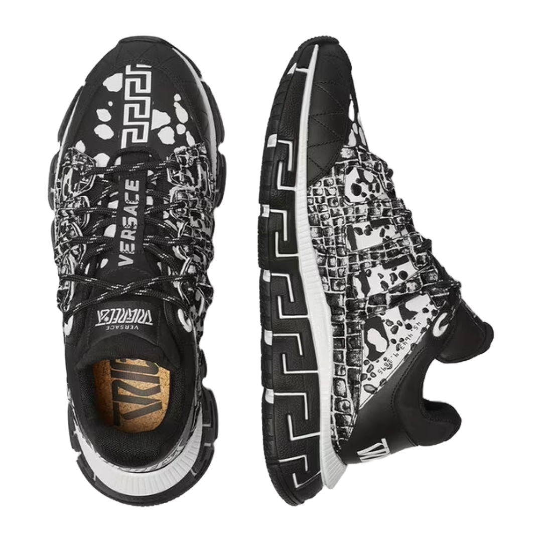 VERSACE TRIGRECA SNEAKERS PRINTED BLACK/WHITE