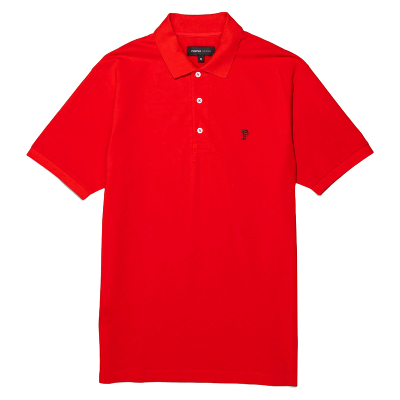 PURPLE BRAND PIQUE KNIT POLO SHIRT RED