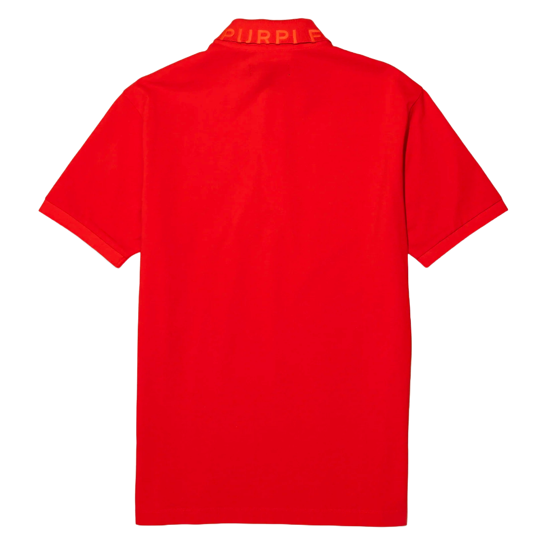 PURPLE BRAND PIQUE KNIT POLO SHIRT RED