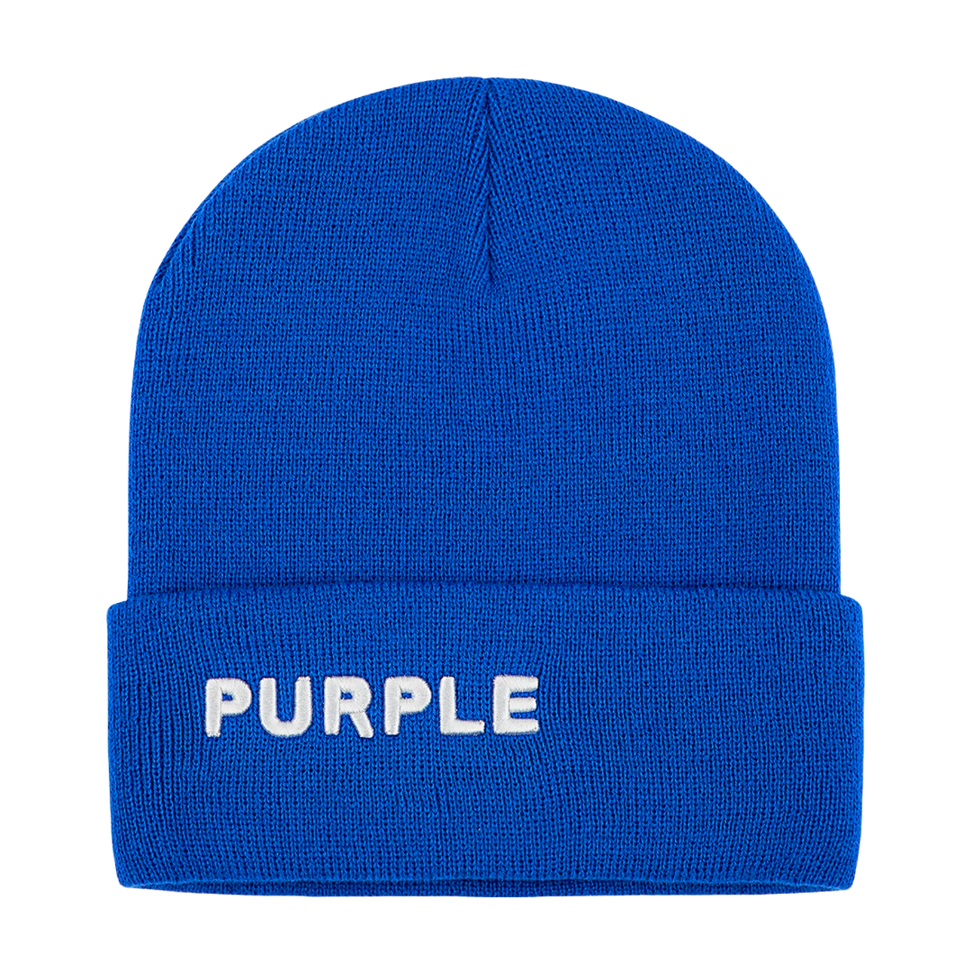 ACRYLIC PURPLE BRAND BEANIE BLUE