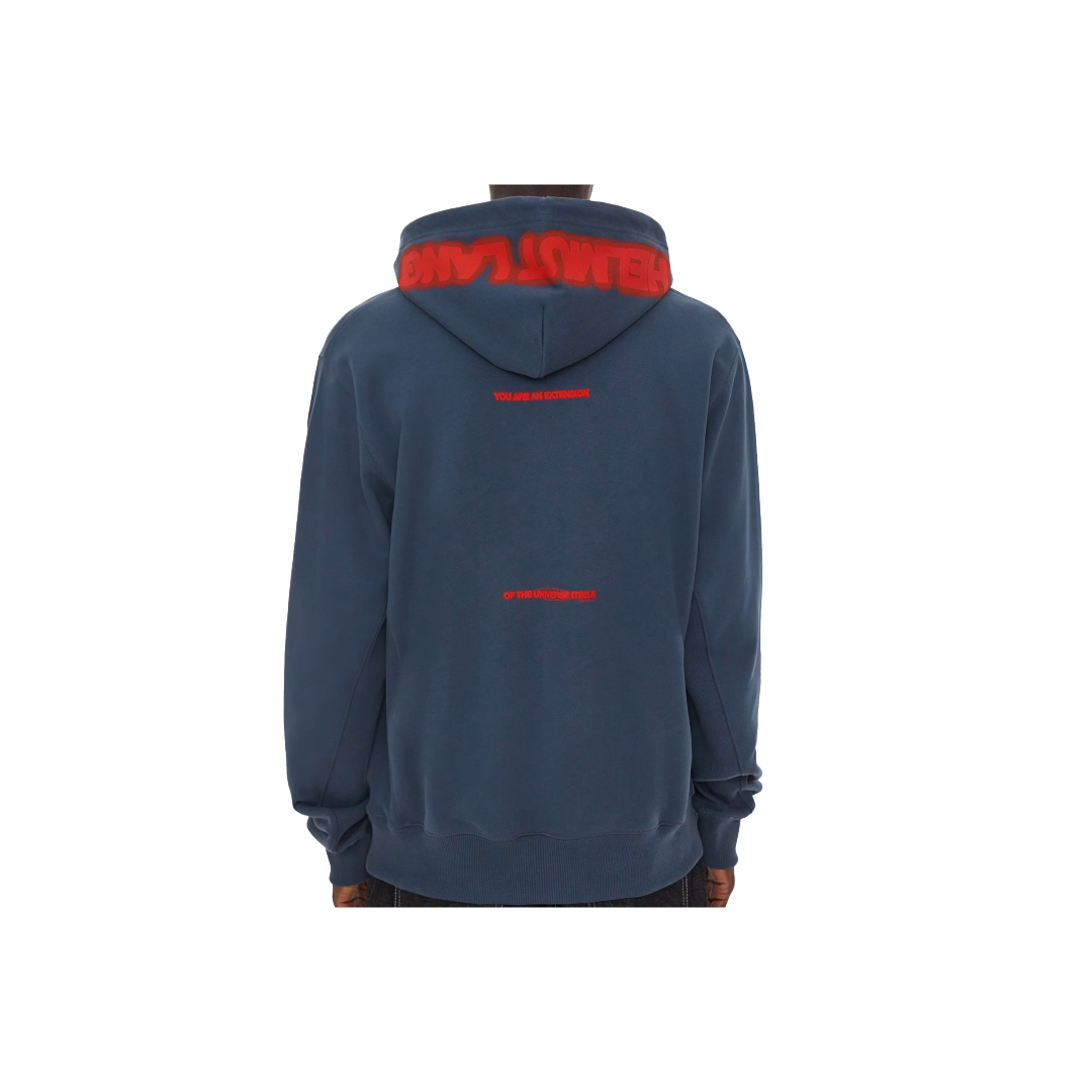 HELMUT LANG SPACE LOGO HOODIE PRUSSIAN BLUE