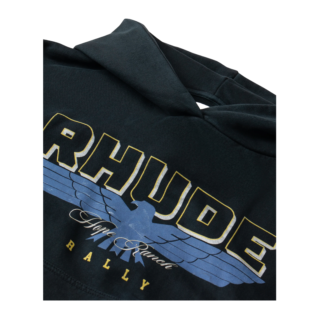 RHUDE HOPE RANCH TERRY HOODIE VTG BLACK/BLUE