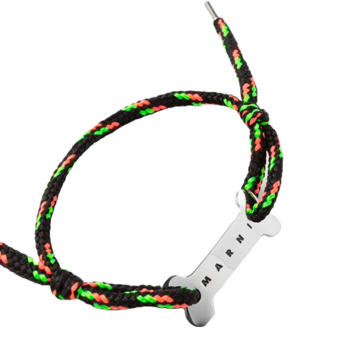 MARNI METALLO BRACCIALI CORD BRACELET BLACK/ORANGE/GREEN