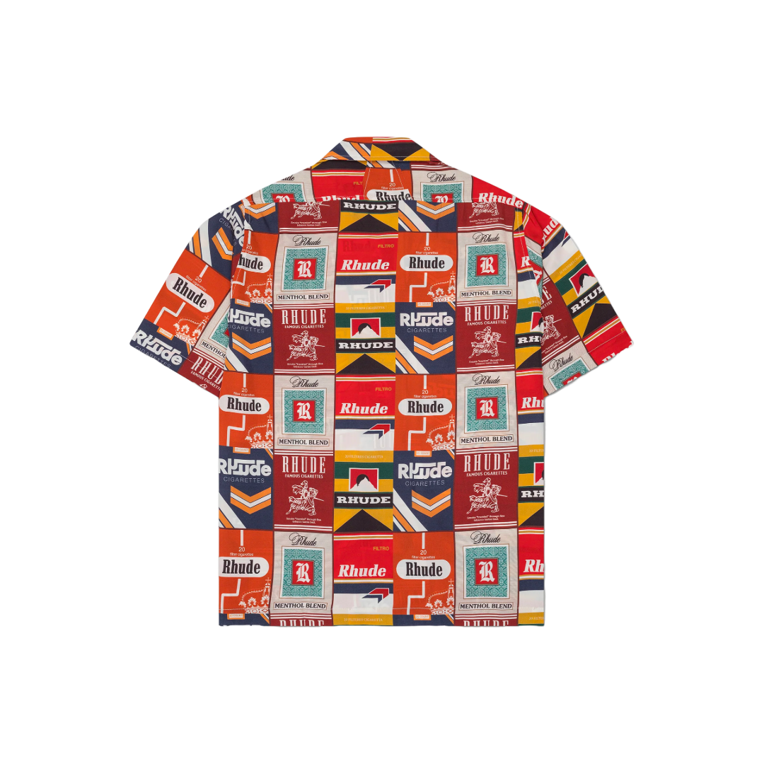 RHUDE CIGARETTA SILK SHIRT RED MULTI