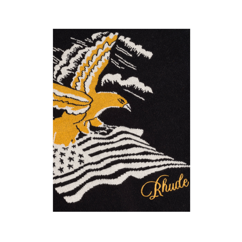 RHUDE RHUDE EAGLE SOUVENIR KNIT CREWNECK BLACK/YELLOW/CREME