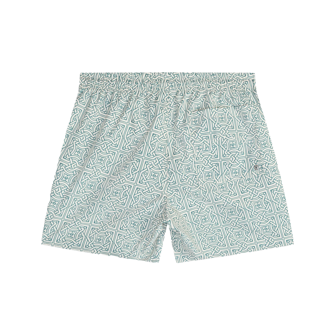 RHUDE CRAVAT SWIM SHORT TEAL/IVORY