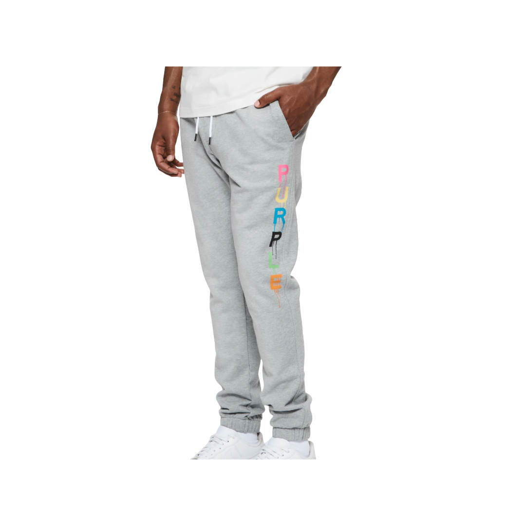 PURPLE BRAND WORDMARK DRIP SWEATPANTS  GREY