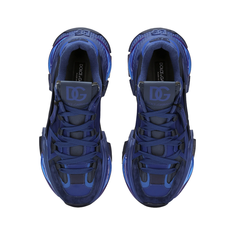 DOLCE & GABBANA MIXED-MATERIAL AIRMASTER SNEAKERS BLUE