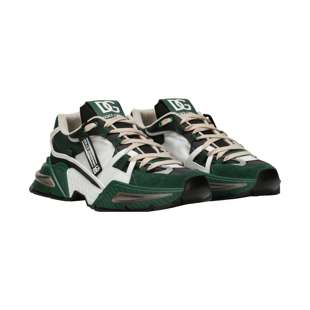 DOLCE & GABBANA MIXED-MATERIAL AIRMASTER SNEAKERS GREEN