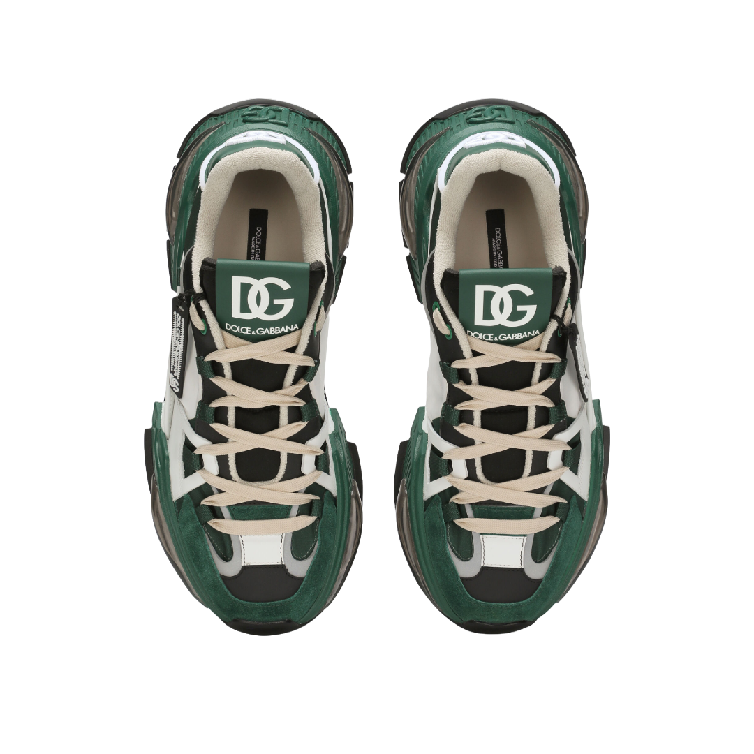 DOLCE & GABBANA MIXED-MATERIAL AIRMASTER SNEAKERS GREEN