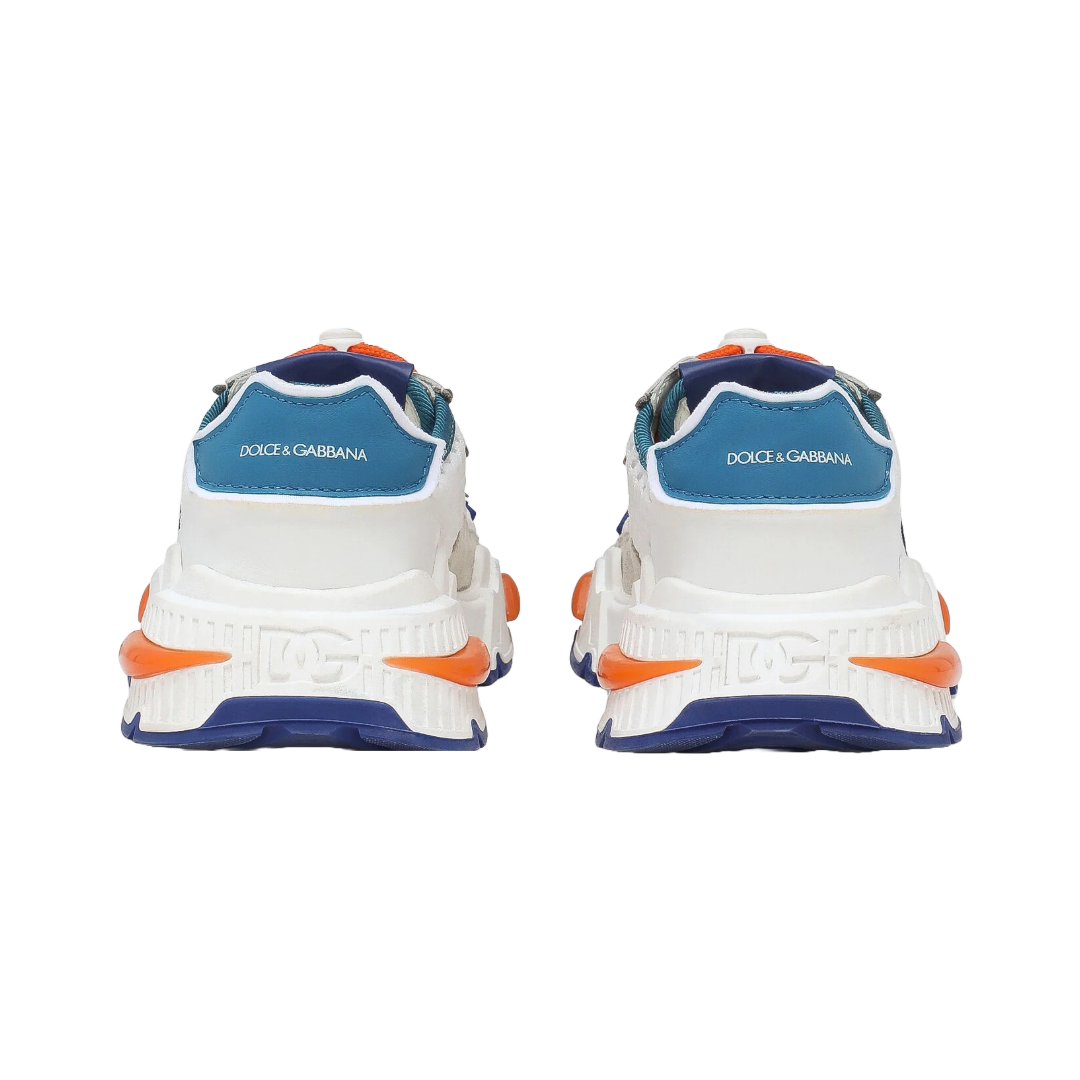 DOLCE & GABBANA KIDS MIXED-MATERIALS DAYMASTER SNEAKERS WHITE/BLUE/ORANGE