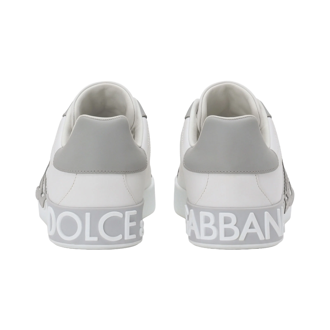 DOLCE & GABBANA CALFSKIN PORTOFINO SNEAKERS WHITE /GREY