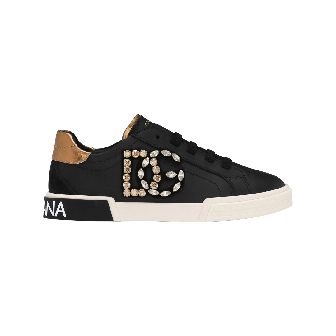 KIDS CALFSKIN PORTOFINO VINTAGE LOW-TOP SNEAKERS WITH DG LOGO