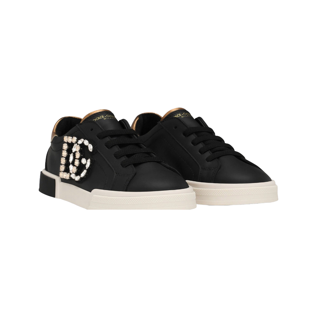 KIDS CALFSKIN PORTOFINO VINTAGE LOW-TOP SNEAKERS WITH DG LOGO