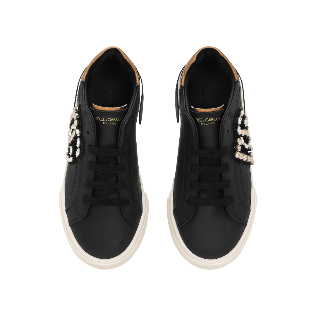 KIDS CALFSKIN PORTOFINO VINTAGE LOW-TOP SNEAKERS WITH DG LOGO